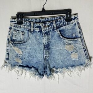 Shein Distressed Cut Off Denim Jean Shorts Festival Shorts 6